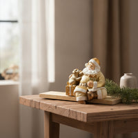 Santa Figurine with Dog Resin Santa Figurine Festive Table Ornament for Collectors, Bookshelf