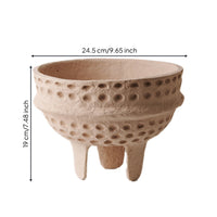 Honeycomb Textured Paper Pulp Vase Artisanal Look Vase with Handles Rustic Vessel Sculptural for Shelf Display