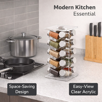 Rotating Spice Rack Kitchen Countertop Organizer, Transparent Acrylic Seasoning for Counter Storage and Worktop, Shelf Turntable