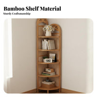 Retro Design Multi-Tier Corner Shelf Space-Saving 6-Tier Corner Shelf Sturdy Construction Bookcase Large Capacity for Interior Design Enthusiasts, Apartment Dwellers, Living Room, Bedroom, Balcony, Kitchen