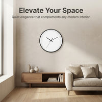 Wall Clock for Living Room, 12 Inch Metal Frame Narrow Design Movement Operated Hanging for Home Office