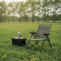 Outdoor Chair with Wooden Armrests Portable Folding Chair Foldable for Campers, Anglers, Camping, Picnics, Fishing