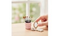 Realistic Miniature Makeup Brushes with Container Exquisite Miniature Makeup Set Cute Mini Storage Case Safe for Desktop Display