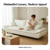 Modern Minimalist aesthetic Sail Design Sofa Light Luxury Living Room Seating space-saving Size Loveseat distinctive Curved Armrests for Small Apartment Residents, partners, Homeowners, Lounge Area