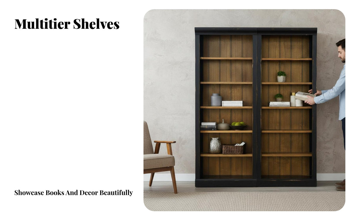 Multi-Tier shelving unit Vintage thesign Display Cabinet Large Capacity Shelving Unit for Home thecorators, Office Workers, Living Room, Library, Bedroom