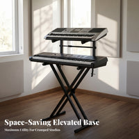 Rubberized End Caps Keyboard Stand Riser Matte Finish Cross-Style Keyboard Stand Attachment Clamp Mount Music Gear Metal