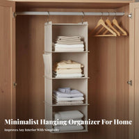 Multi-Layer Storage Compartment-Saving Hanging Closet Organizer No Installation Required Textile Hanging Shelves for Dorm Room, Nursery, RV