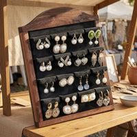 Arched Jewelry Frame Multi-Tier Wooden Jewelry Display Rack Wood Earring Rack Quick Access