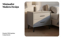 Stable Metal Legs Modern Grey Nightstand Scratch-Resistant Finish Leather Wrapped End Table Easy Assembly Nordic Design Bedroom Cabinet Multifunctional for Apartment Dwellers, Homeowners, Students, Guest Room, Dormitory, Home Office