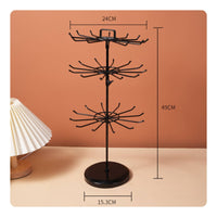 Wrought Iron Rotating Jewelry Stand Multi-Tier Jewelry Tree Stand Space Saving Tiered Accessory Hanger for Market Stall, Boutique, Closet, Dressing Table