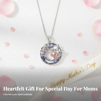 Mom Daughter Necklace Silver and Blush Gold Elephant Charm for Mother’s Day