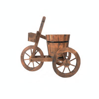 Wooden Tricycle Planter Vintage-Style Tricycle Planter with Bucket Retro Foliage Carrier for Decorators