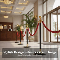 Rust-Resistant Stainless Steel Stanchion Weighted Base Stainless Steel Queue Pole Easy to Inches Tall Stanchion Post Set Elegant Design for Event Organizers, Venue Managers, Business Owners, Museums, Exhibition Centers, Theaters, Airports