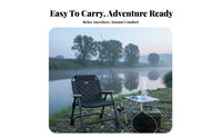 No Assembly Required Folding Camping Chair Long-Lasting Steel Frame Portable Outdoor Chair Heavy Duty Wooden Armrests for Campers, Picnickers, Beachgoers