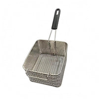 Long Handle Stainless Steel Fry Basket Perforated Wire Frying Basket Mesh-Style Kitchen Tool Multi-Purpose