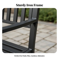 Weather-Resistant Slatted Metal Bench with Backrest Seats 2-3 People Slatted Backrest Bench Rust-Proof Outdoor Furniture Waterproof for Families, Adults, Homeowners, Garden, Courtyard, Balcony, Backyard