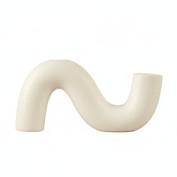 Minimalist Design Wavy Ceramic Candle Holder Matte Finish Abstract Taper Candle Holder Nordic Aesthetic Curved Candlestick for Table Centerpiece, Mantelpiece, Bookshelf