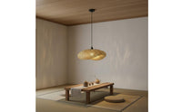 Bamboo Hanging Lamp Tranquil Influenced Woven Lampshade Retro Design Indoor Lighting for Tea Room