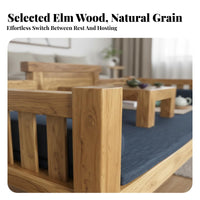 Chinese Arhat Bed Sturdy Solid Wood Arhat Bed Space Saving Elm Wood Foundation Daybed for Homeowners, Hotel Owners, Living Room, Small Areas, Bedroom