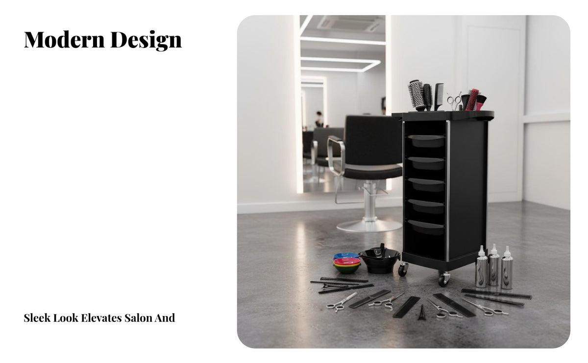 5-Drawer Salon Station with Casters 5-Drawer Hair-Care Specialist Station Multi-Function Cosmetic Rolling Station for Beauticians, Nail Technicians