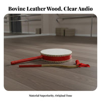 Traditional Design Long-Handled Frame Drum Portable Frame Drum Reinforced Handle Dance Prop Handmade for Children, Students, Stage Performances, Cultural Festivals, Celebrations, Home Practice