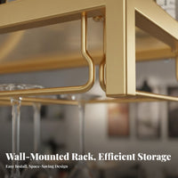 Space-Saving Wall Mounted Wine Rack Multifunctional Industrial Bar Shelf Large Capacity Industrial Wine Storage Rack Easy to Assemble for Restaurant Owners, Homeowners, Collectors, Dining Room, Kitchen