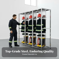 Electric Fire Suit Rack Heavy Duty Rotating Turnout Gear Cabinet Silent Casters Stainless Steel Bunker Gear Storage for Firefighters, Storage Area