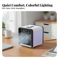 Cool Mist Humidifier Mini Air Cooler Multi-Speed Control Mini Air Conditioner Fan Energy Saving for Office Workers, Students, Dorm Room