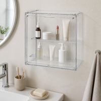 Wall-Mounted Dustproof Cosmetic Organizer with Multi-Layer Storage for Bathroom and Vanity