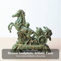 Horse Pulling Cabbage Figurine Tea Pet Antique Bronze Horse Sculpture Handmade for Collectors, Feng Shui Enthusiasts, Desktop, Office