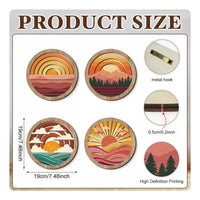 4 Pieces Decorative Round Wooden Sign Classic Printed Wood Plaque Aesthetic Wooden Wall Hanging Vintage for Entryway