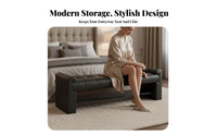 Light Luxury Padded Rectangular Bench Modern Design Ribbed Boucle Bench Upholstered Long Stool Multi-Functional for homeowners, Interior Designers, Adults, Bedroom, Living Room, Entryway, Hallway