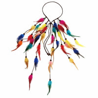 Boho Feather Headpiece Handmade Colorful Feather Headband Hippie Hair Accessory Adjustable Headdress Vintage Inspired for Travel