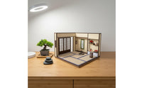 LED Lighting Washitsu Miniature Model Miniature Japanese Room Kit DIY Wooden Dollhouse for Hobbyists, Display