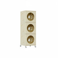Movable with casters foldable Wheeled Bin Set Transparent View foldable Wheeled Cabinet See-Through Doors Household Storage Tooleffortless Assembly for Homeowners, Families, Office Workers, Kitchen, Kids Room, Bedroom, Closet