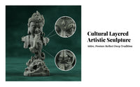 Carved Details Buddhist Figurine Gray Finish Buddha Statue Long-Lasting Tabletop Statue Aquarium-Safe