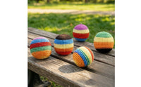 6 Pieces Crochet Hacky Sack Colorful Hacky Sack Crocheted Footbag Soft Juggling Footbag Textured for Beginners, Hand Tossing