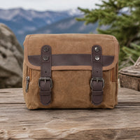 Motorcycle Side Bag Waterproof Canvas Saddlebag with Buckle Straps Side Bag for Bikers, Road Trips