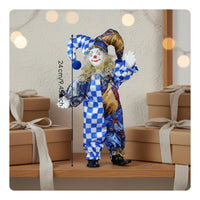 Giftable Ceramic Clown Doll Collectible Clown Doll Porcelain Jester Figurine for Tabletop Display