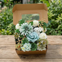 Faux Flower Arrangement Layered Artificial Flower Box Set Decorative Artificial Flowers with for Centerpieces