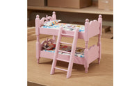 Pink Miniature Bunk Bed with Ladder   Rounded Headboards Toy Furniture for Collectors, Children