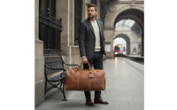Large Duffel Bag with Shoe Compartment Crossbody Leather Travel Duffel Zippered Leather Weekend Bag Adjustable for Travelers