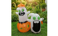 Inflatable Inflatable Pumpkin with Ghosts Self-Inflating Ghost with Pumpkin and Hat Bright Ghost with Hat Easy to Store for Yard