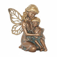 Copper-Hued Fairy Ornament Hand-Painted Look Sitting Fairy Statue Realistic Decorative Home Decor for Garden, Patio, Planter