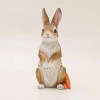 Hare Figurine with Carrot Textured Bunny Figurine with Carrot Whimsical Statue for Garden