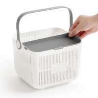 Portable Shower Organiser with Handle, Large Shower Shelf with Drainage, White Bathroom Organizer for Dorm Basket, Space Saving