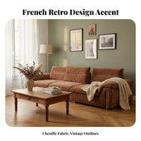 Adjustable Backrest Settee French design Living Room Seating Persimmon Color Couch for Apartment Dwellers, Homeowners, Lounge Area