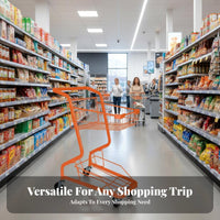 Large Capacity Double-Decker Shopping Cart 360° Swivel Wheels Double Basket Push Cart Multi-Purpose Metal Basket Trolley Comfortable Grip Handle for Street Vendors, Retail Shop Owners, Home Users, Outdoor Market, Moving, Laundry Room