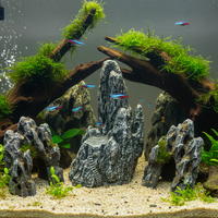 Aquarium Mountain Ornament Fish Tank Decoration Resin Rockery Landscape Creative Planter Micro-Landscape