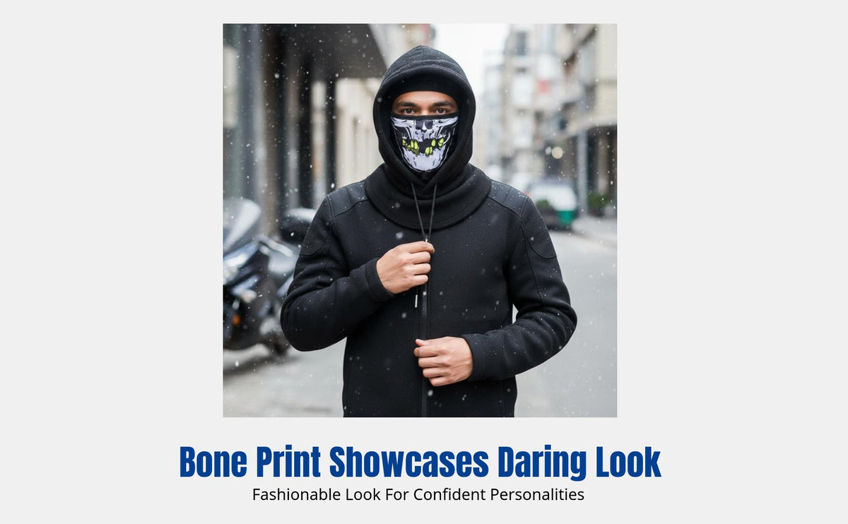 Thermal head print face cover, fleece balaclava neck gaiter, windproof headscarf for outdoor cycling, skiing